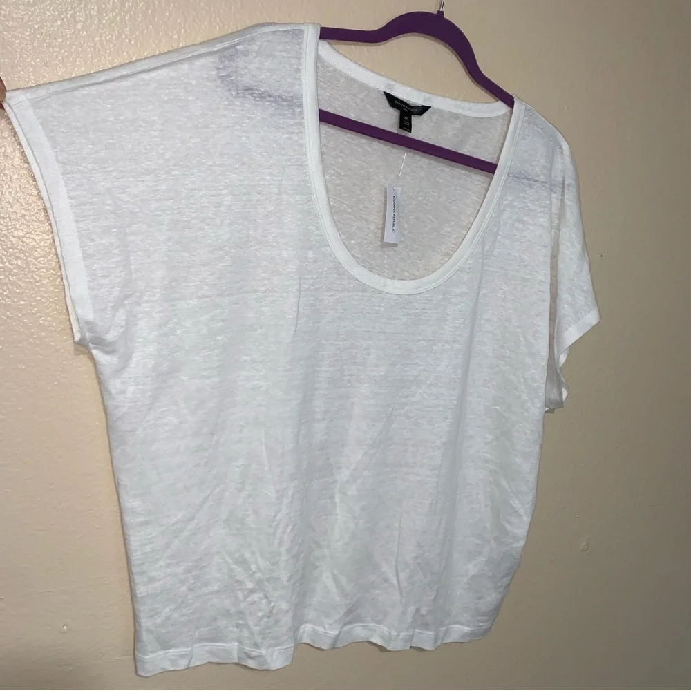 NWT Banana Republic 100% Linen White Tee T-Shirt Women’s Size XXL - Picture 3 of 12